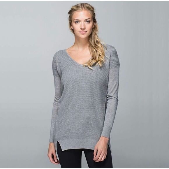 Lululemon The Sweater Life Heathered Medium Grey Pullover Women’s Size Small / 6 - Picture 2 of 8